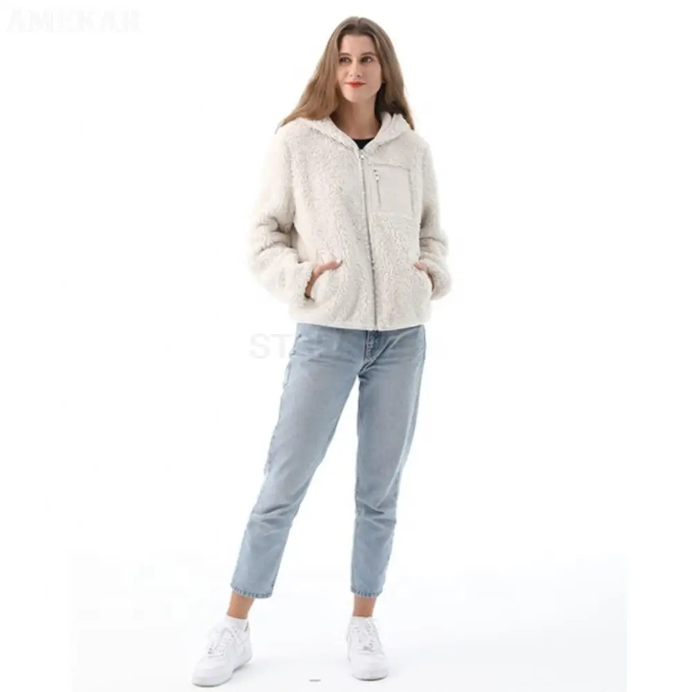 Women Winter Real Fur Zipper Coat Long Sleeve With Hood Pure Color Real Fur Jacket Thermal Fluffy Fur For Women Jackets