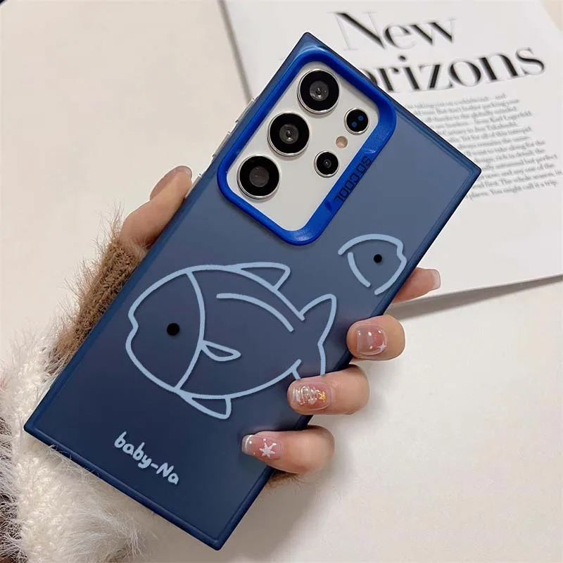 Фото Чехол с рисунком большой и маленькой рыбы для Samsung Galaxy Note 20 S20 Plus Lite Ultra FE 5G, матовый цветной серебристый чехол для телефона №5