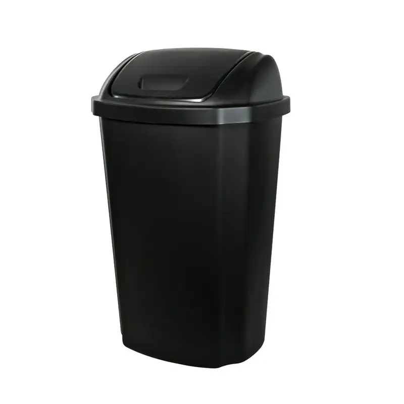 

gal Plastic Kitchen Swing Top Trash Can, Black Garbage can Home Trash bags Car garbage bin Rain barrel water collector Mini cubo