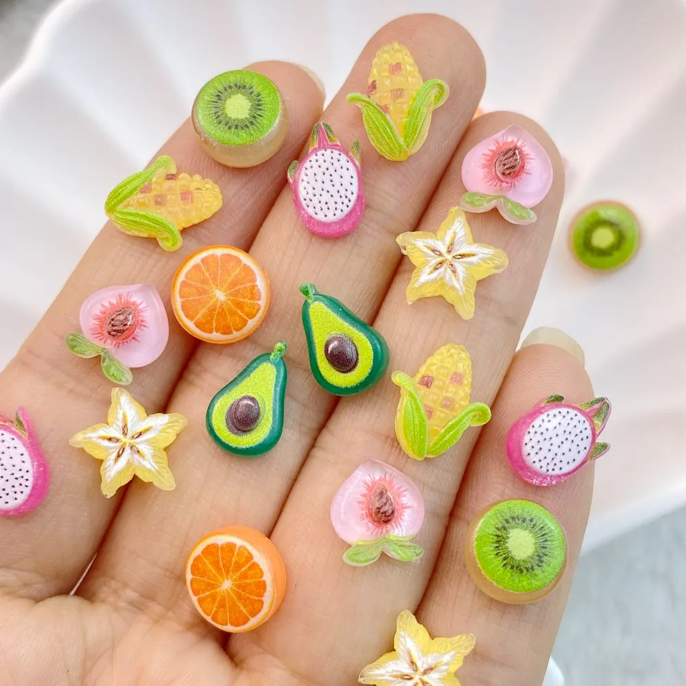 50 шт. новый милый мини-мультяшный авокадо кукуруза апельсины персики украшение