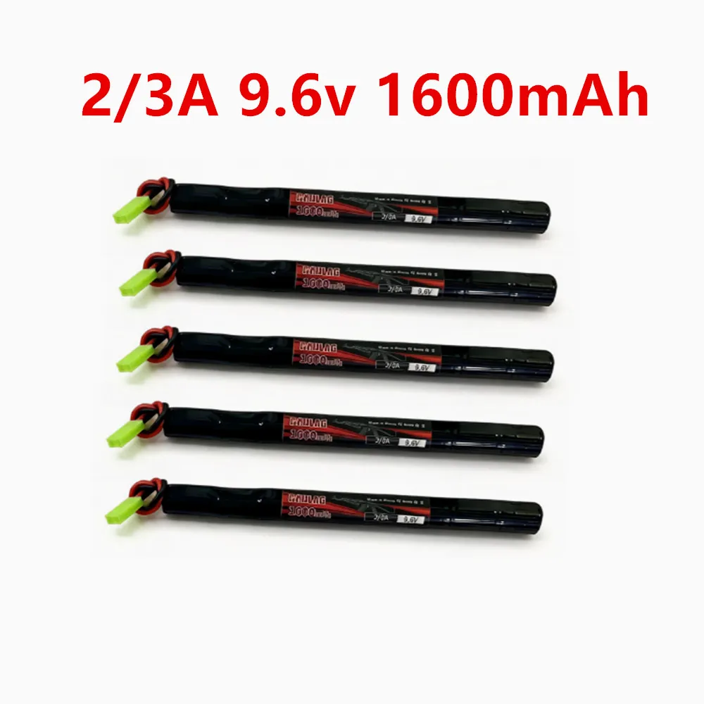 Фото Аккумулятор NIMH 9.6В 1600мАч 2/3А с разъемом Mini Tamiya для игрушечного оружия Airsoft, таких как AK47, MP5K, RPK, PKM, G36C, MC51. №1
