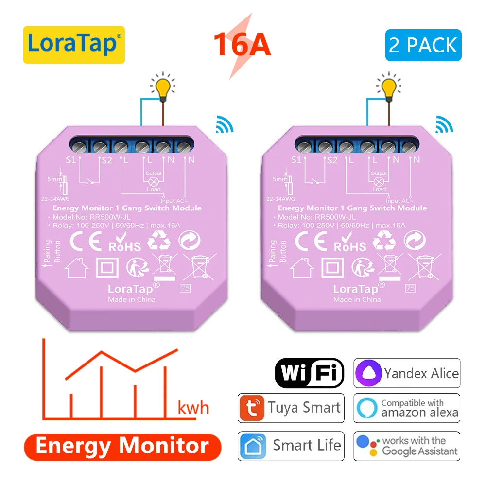 

LoraTap модуль выключателя реле для умного дома 1,2 группы