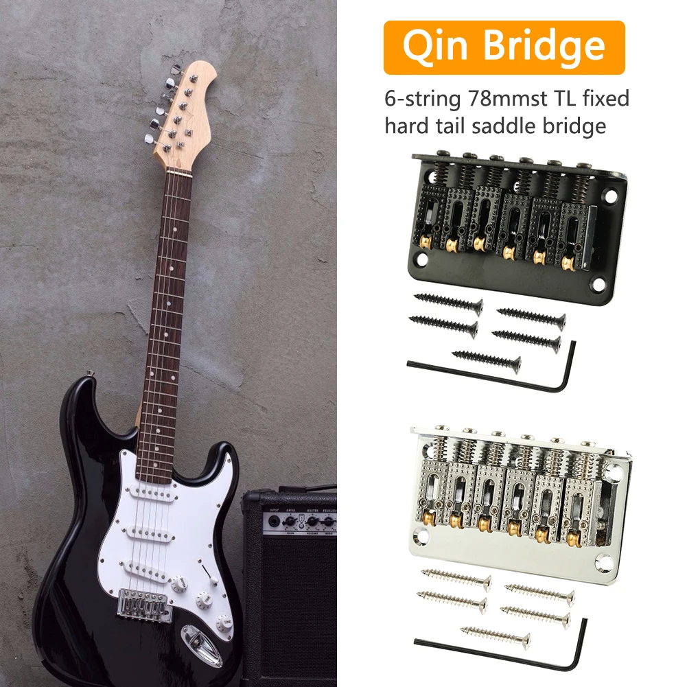 

6 Strings 78mm Saddle Bridge Top Load Metal Bridge Tailpiece Electric Guitar Parts Replacement Accessories for Fender Strat Tele