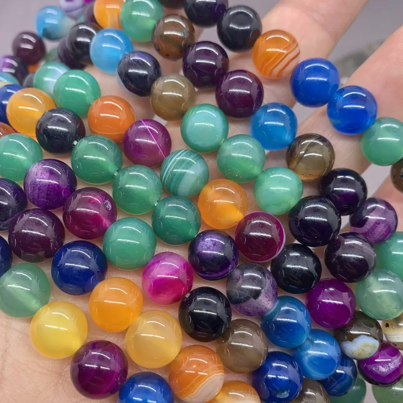 

Colorful Striped Agate Loose Beads Spacer Round Bead for Making Jewelry DIY Bracelet Accessories 4/6/8/10 Mm