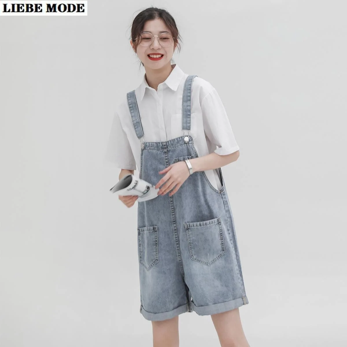 Womens Streetwear Loose Strapless Denim Rompers Jumpsuit Shorts Summer Combinaison Short Denim Overalls Women Salopette Jean