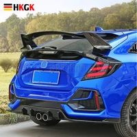 For Honda Civic Hatchback 2017 2018 2019 Type-R ABS Plastic Unpainted Color Rear Roof Spoiler Wing Trunk Lip Boot Cover