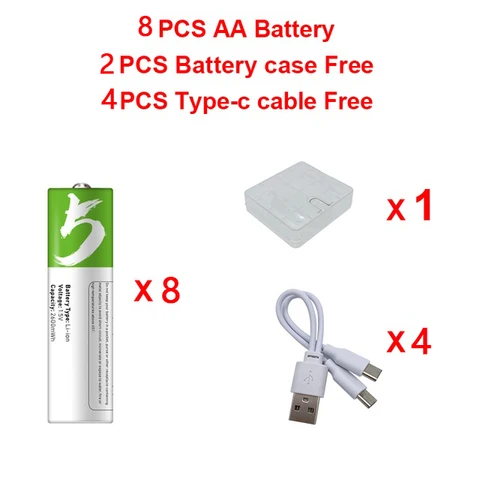 Литиевая аккумуляторная батарея AA 1,5 в 2600 МВт-ч для комбинированного блокировки, пульта дистанционного управления, мыши, с USB-кабелем для зарядки