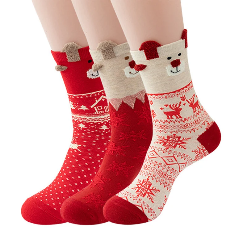 

Winter Warm Christmas Socks Women Cute Santa Claus Deer Stereo Socks for Girls Boys Soft Comfortable Floor Sleep Christmas Gifts