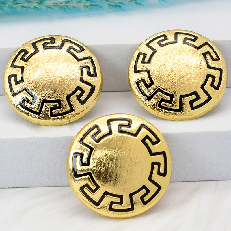 

Jewelry Sets For Women Necklace And Earings Dubai African 24K Gold Plated Copper Circle Round Pattern Bridal Jewellery Set