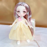 new 8 points doll 16cm two dimensional comic face 13 joints 3d beauty contact dress up cute bjd princess girl toy dress up gift
