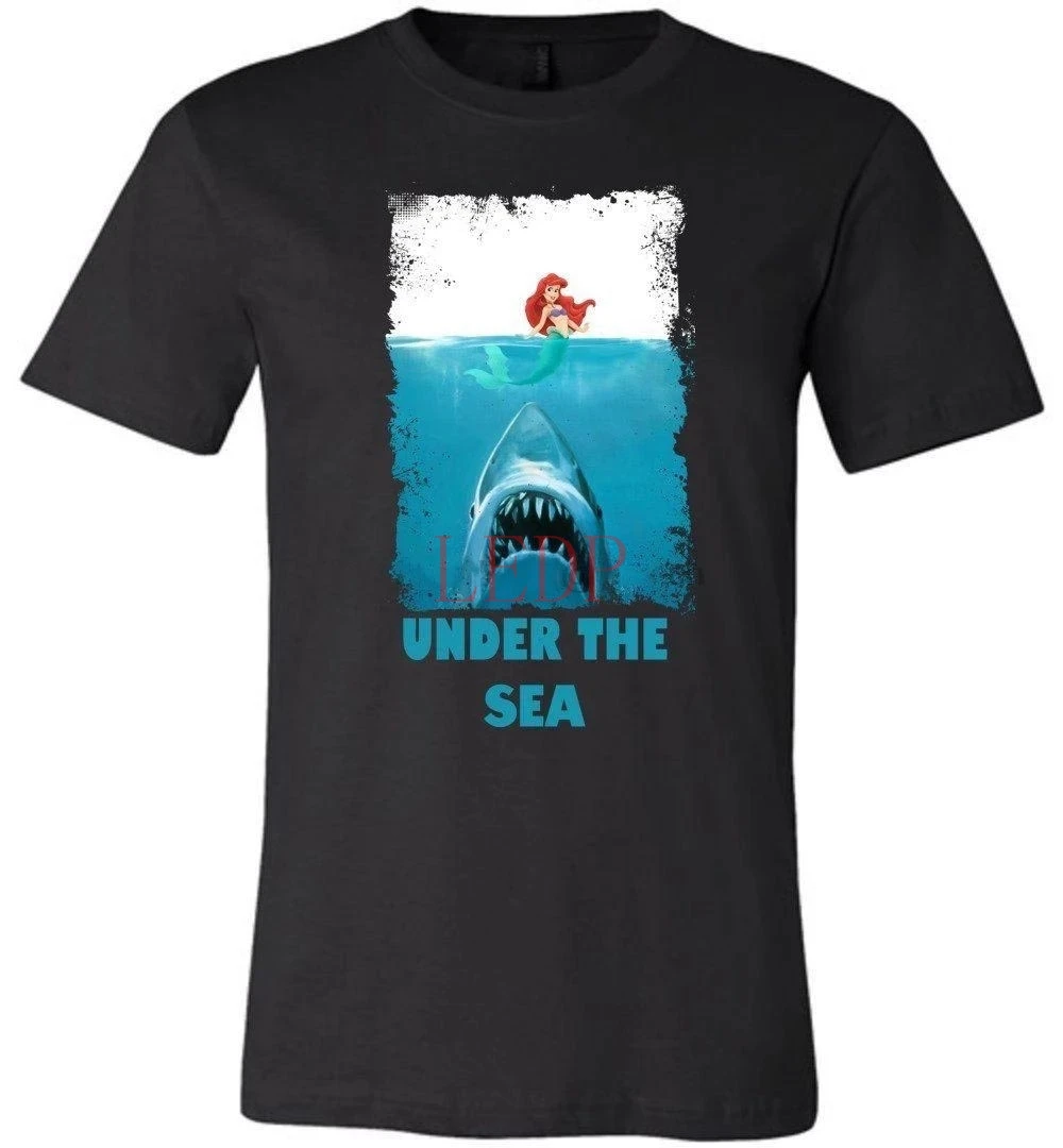 

Little Mermaid Jaws T-Shirt What Under The Sea Unisex Tees Cartoon t shirt men Unisex New Fashion tshirt
