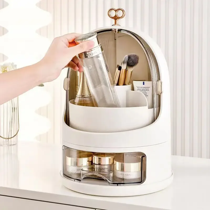 

Brush Luxury Dustproof Cosmetics Box Makeup Brush Skin Care Box Shelf Organizer Jewelry Makeup For Storage Bathroom Lipstick