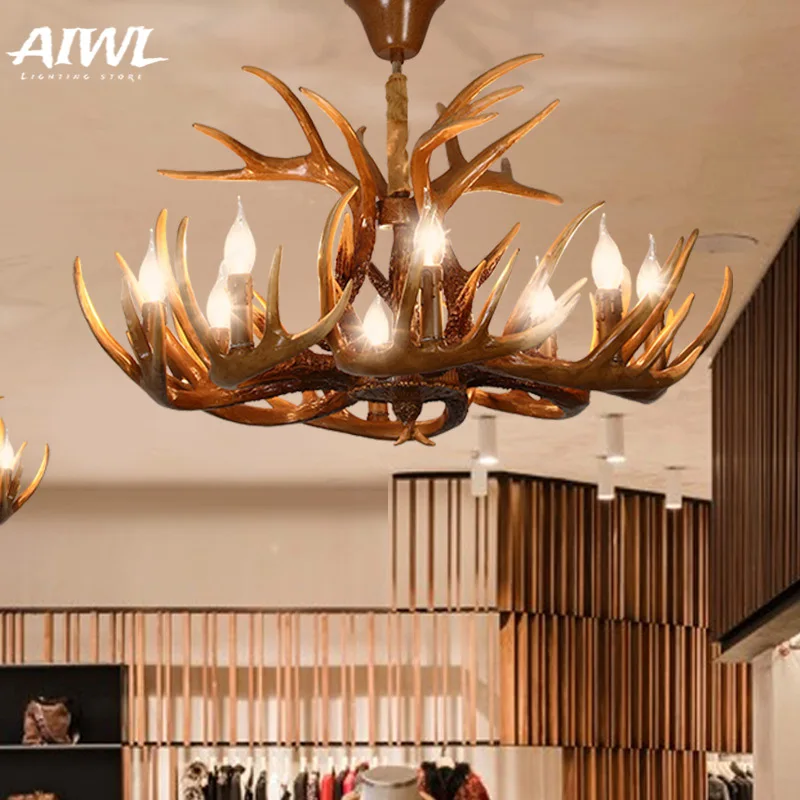 

Nordic LED Chandelier E14 Pendant Lamp Lighting Hanglamp Industrial Buck Deer Horn Antler Bedroom lamp Living Room chandeliers