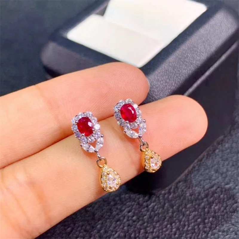 Серьги из серебра 925 пробы с натуральным Изумрудом и сапфиром