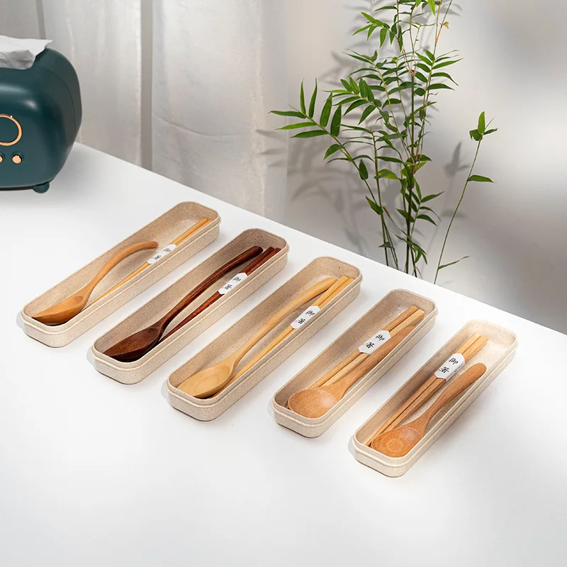 

Natural Wooden Spoon & Fork Dinner Kit Rice Soups Utensil Cereal Handmade Home Tableware Dinnerware Cutlery for Kicthen