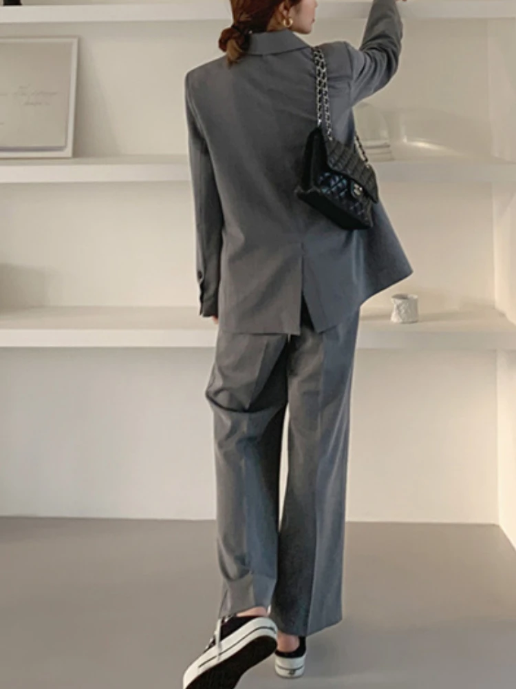 Women's Trousers Suit Casual Long Sleeve Jacket & High Waist Pant Female 2 Pieces Blazer Set Ladies Fashion Elegant Pant Suit images - 6