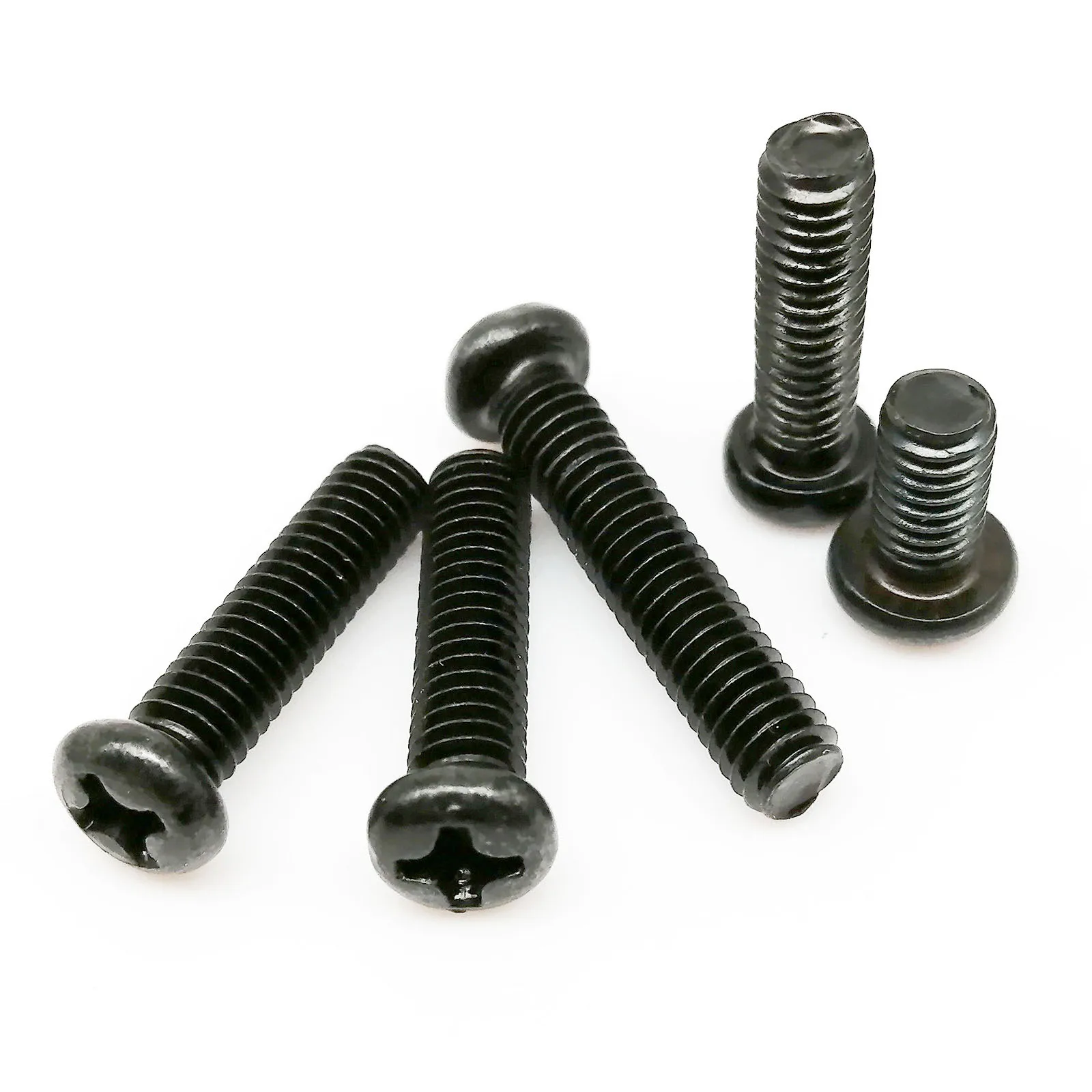 

50pcs M1 M1.2 M1.4 M1.6 M2 M2.5 M3 M3.5 M4 GB818 Miniature Small Black Carbon Steel Cross Phillips Pan Round Head Screw Bolt