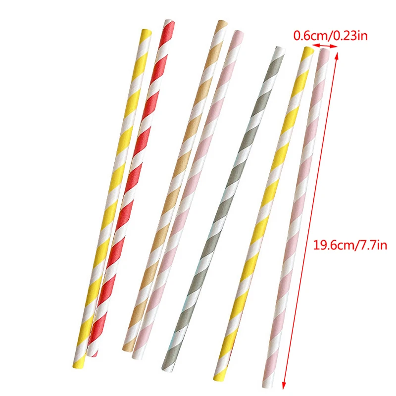 

100pcs Stripes Disposable Paper Drinking Straws Birthday Christmas Paper Straws