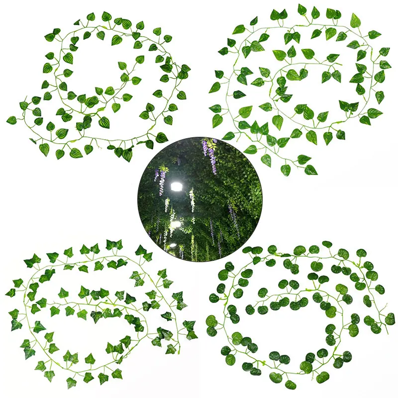 

210cm Green Silk Artificial Hanging Ivy Leaf Garland Plants Vine grape Leaves 1Pcs Home Bathroom Decoration Garden Party Decor