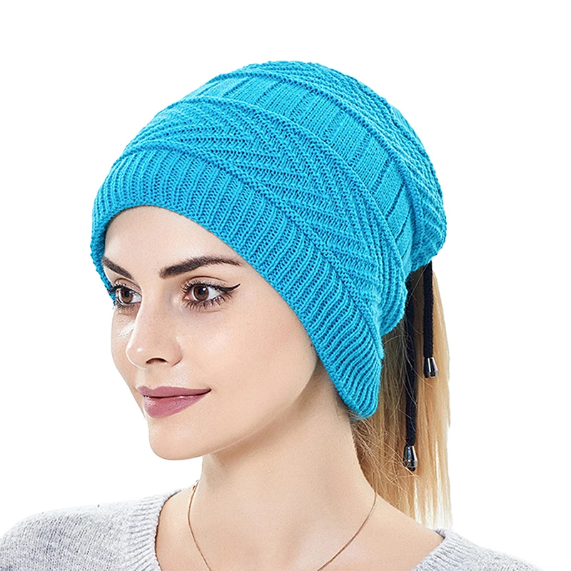 

Warm Winter Ponytail Beanie Hat: High Messy Bun Beanie With Ponytail Hole For Women - Soft Warm Running Sports Knit Skull