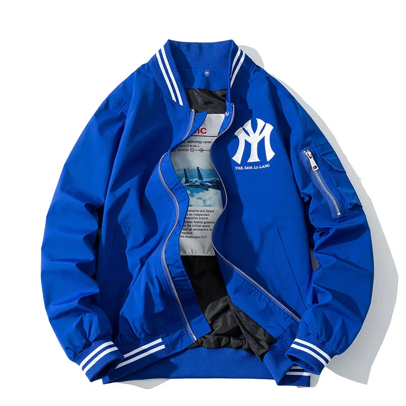 

2022 New Arrival Hot Stand Collar Coat Baseball Uniform Zipper Cotton Liner Rib Sleeve Loose Brand Clothing Bomber Jacket Men