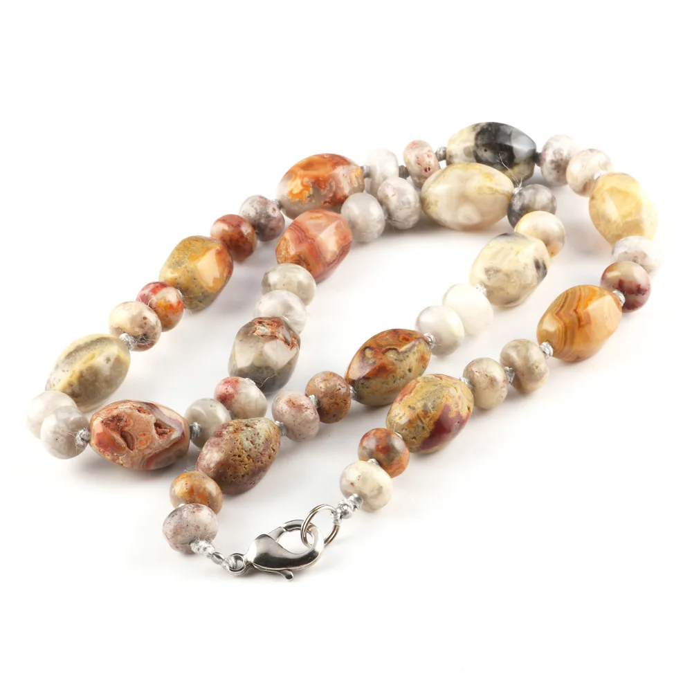

Natural Stone Bead Necklace Faceted Half Gem Agate Crystal Turquoise Tiger Eye Stone Beads Reiki Healing Necklace Charm Gift