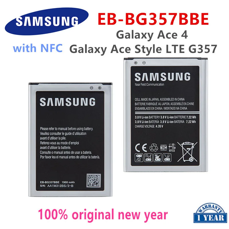 

SAMSUNG Orginal EB-BG357BBE Replacement 1900mAh Battery For Samsung Galaxy Ace 4 Galaxy Ace Style LTE SM-G357FZ G357 With NFC