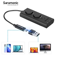 saramonic usb external denoise sound card usb to 3 5mm audio adapter usb to earphone for mic iphone macbook computer laptop ps4