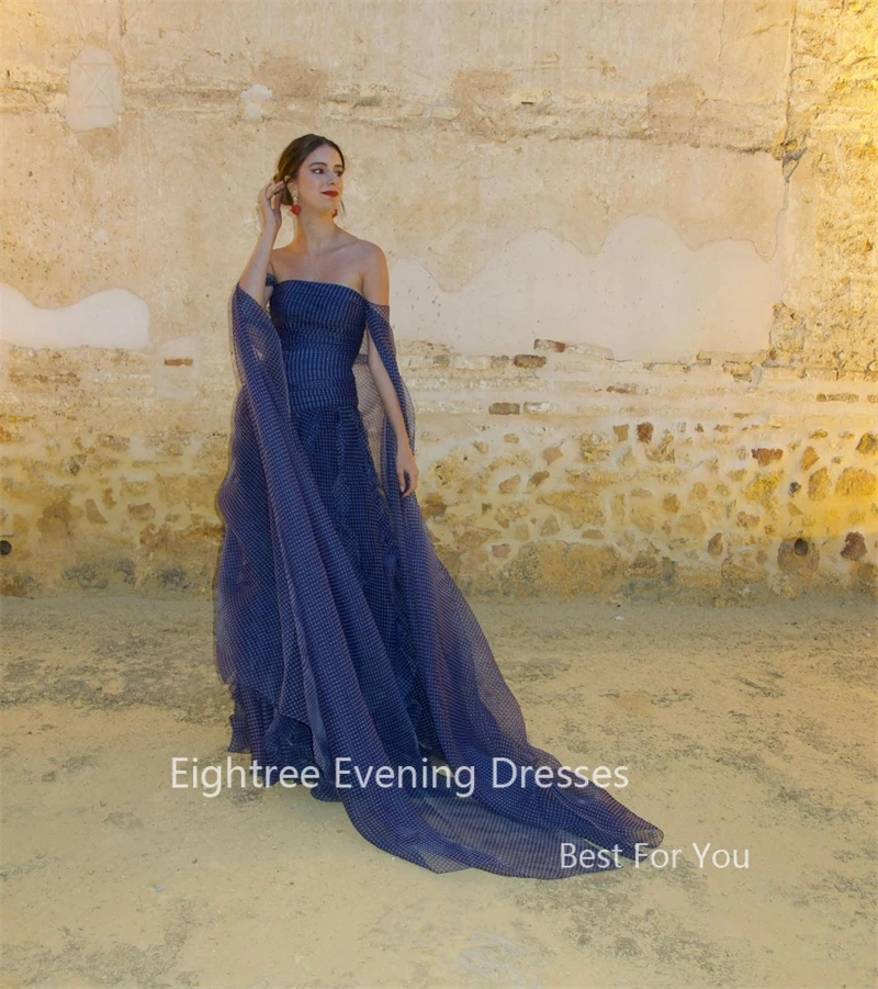 Современные пляжные вечерние платья с открытыми плечами темно-синее платье в