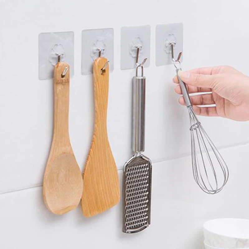 

Transparent Hook Self Adhesive No Punching Hooks Kitchen Bathroom Wall Strong Sticky Hook Wall-mounted Storage Rack Sucker