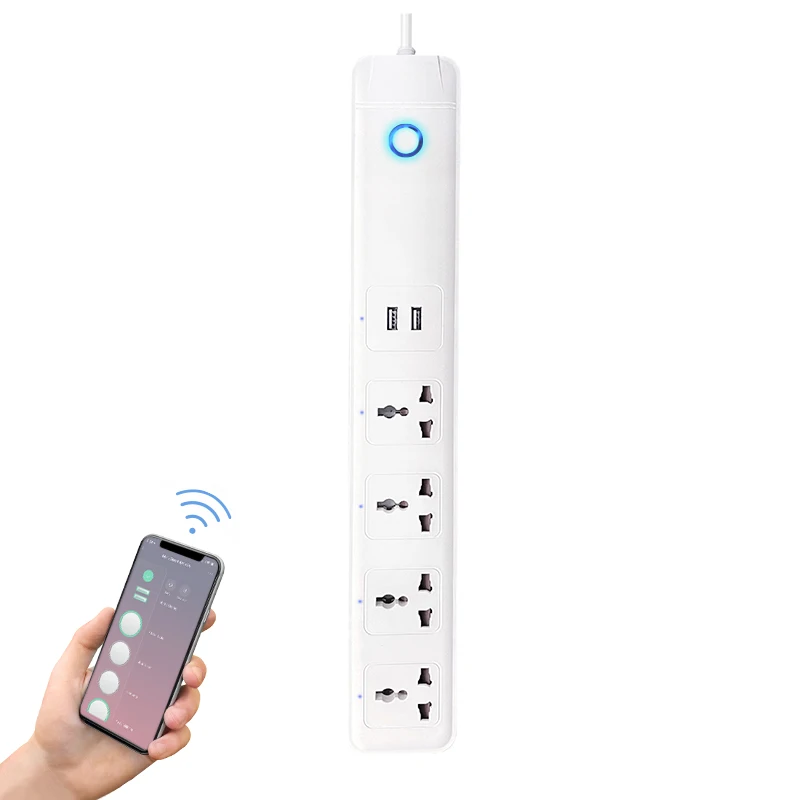 100pcs Most Popular 10A Tuya Wifi Smart Power Strip VDE Plug 4 AC Outlets and 2 USB Ports Universal Extension lead