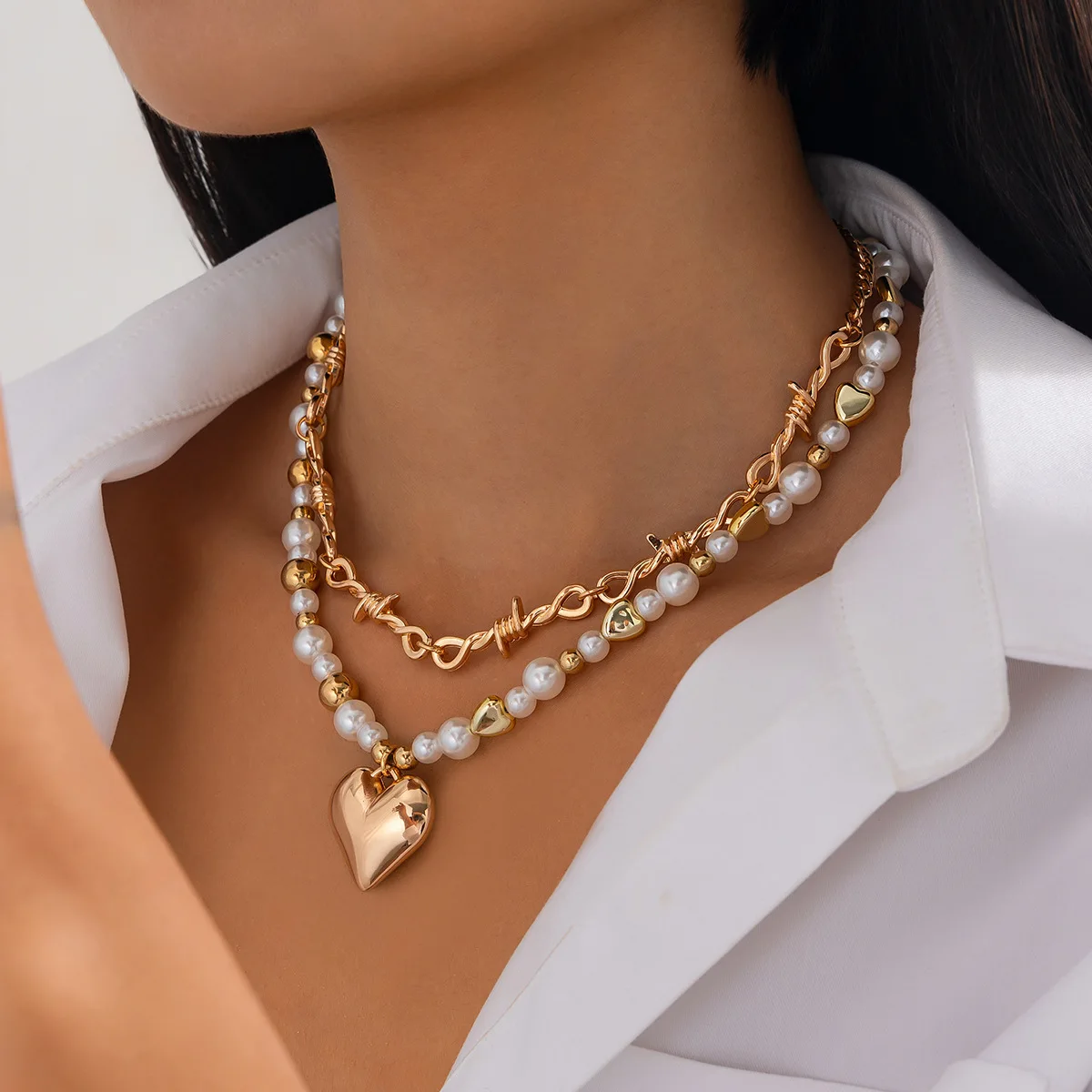 Элегантное ожерелье-цепочка с имитацией жемчуга ожерелье подвеской в форме