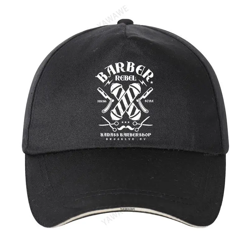 

Fashion New Mens Barber Shop Rebel Baseball cap Hipster NY Badass Barbers Custom Print Casual Solid Sunhat Baseball Cap