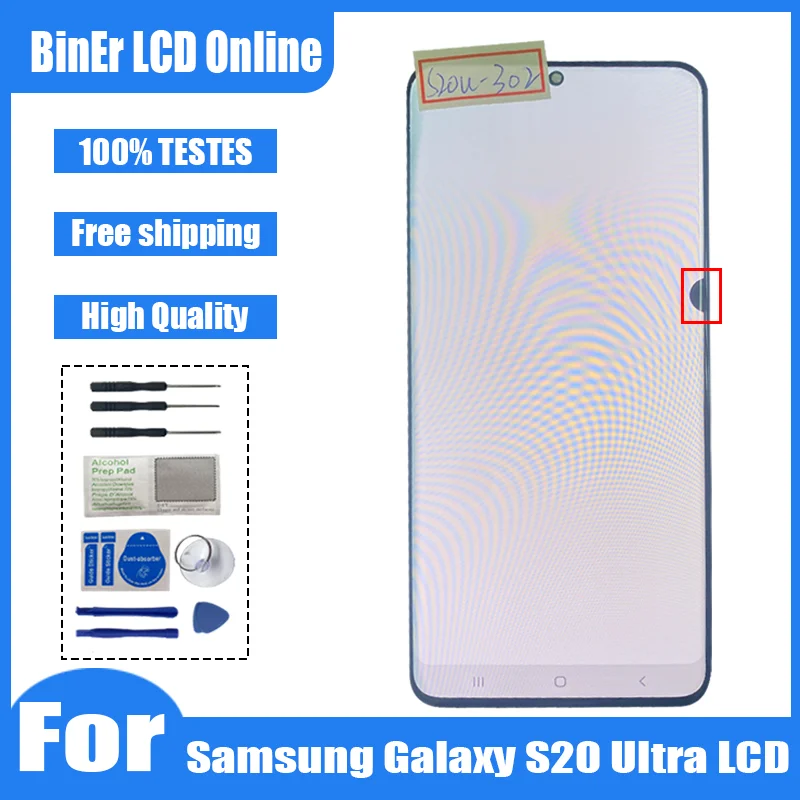 

6.9" LCD For Samsung Galaxy S20 Ultra G988B/DS G988B G988F Display Touch Screen Digitizer Assembly With line and Dot No frame