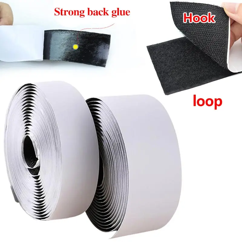 

1M Self Adhesive Fastener Tape Nylon Sticker Disks Hook Loop Sewing Adhesive with Glue Black White 16/20/25/30/50/100/110mm