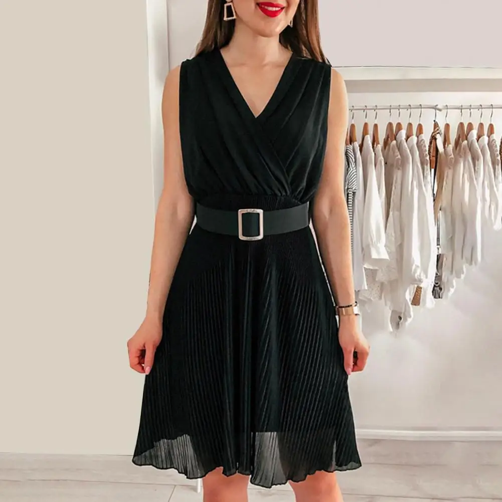 

Многоцветное популярное однотонное женское платье износостойкое короткое платье Съемная поясная лента вечерние