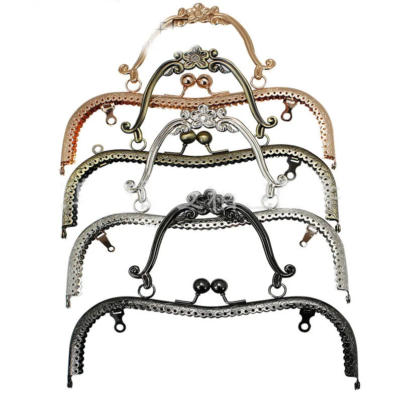 10pcs 20.5cm Retro Floral Kiss Frame Antique Bronze Plum Blossom Metal Purse Frame Clasp for Handbags Bag Accessories