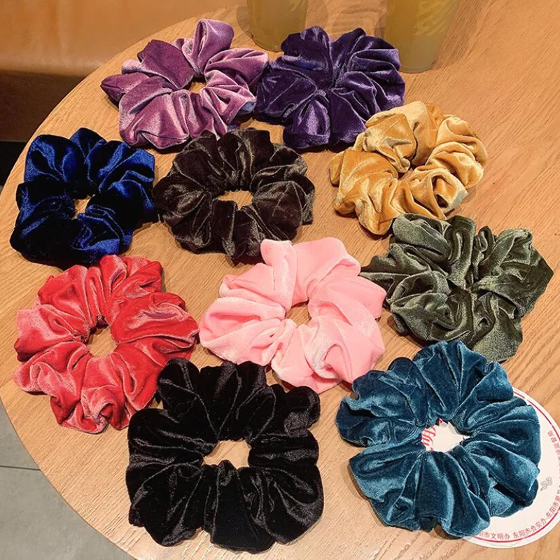 

New 10Colors Korea Velvet Scrunchie Elastic Hair Bands Solid Color Fashion Headband Ponytail Holder Hair Ties Hair Accessoires