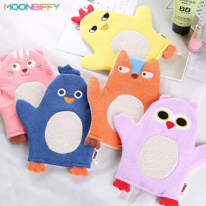 

Bath Gloves Baby Shower Cotton Bath Towel Children Cute Animal Bath Brush Comfortable Sponge Wipe Baby Bath Accessories