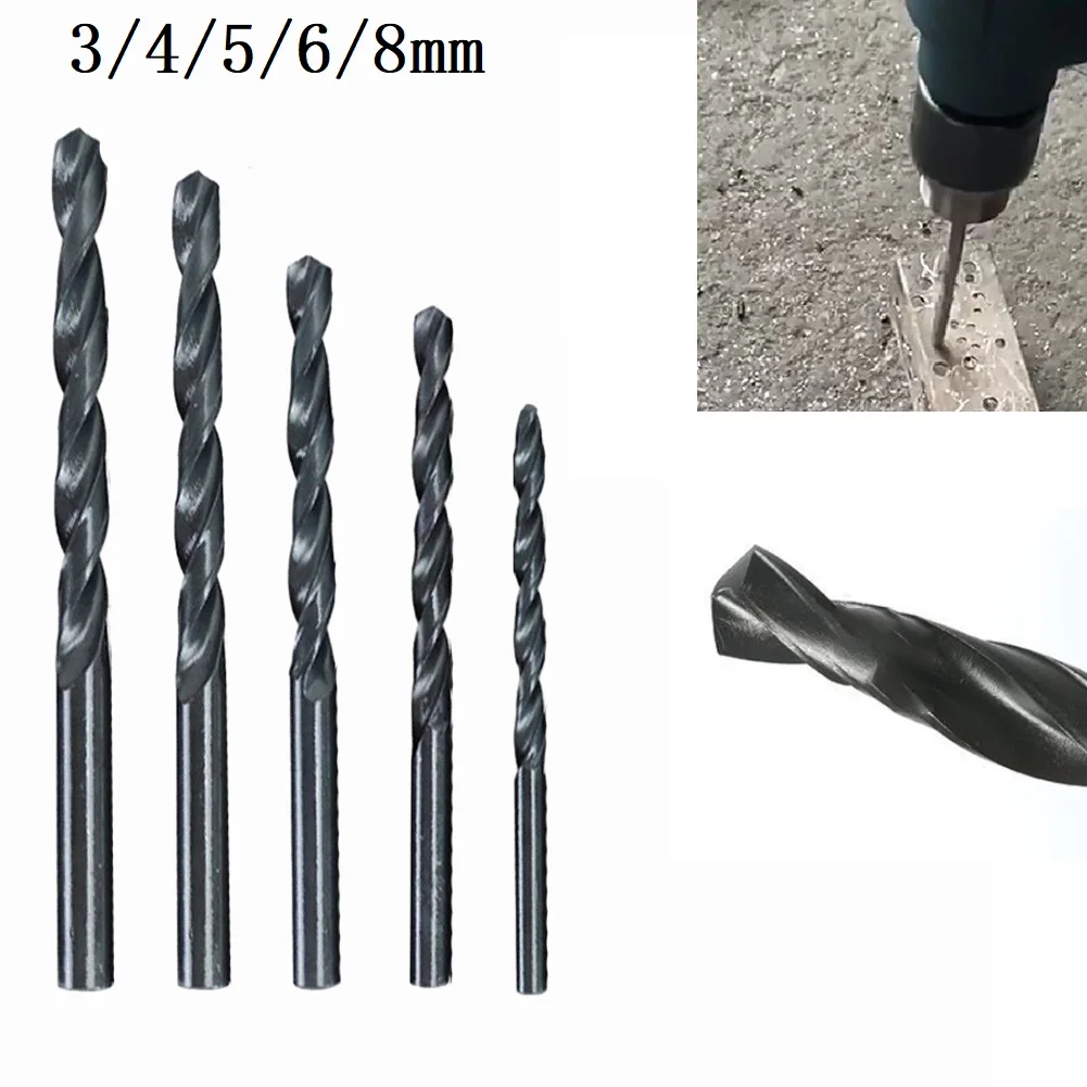 

5pcs Drill Bit Hss Black Coated Wring Drill Bit Carbon Steel 3/4/5/6/8mm For Wood Metal Hss Drill Bit Power Tools Accessories