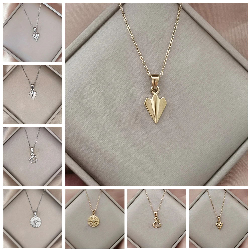 

Rhinestone swan Choker Shiny Zircon Stainless Steel Necklace For Women Silver/Gold Color Jewelry Y2K Accessories Free Shipping