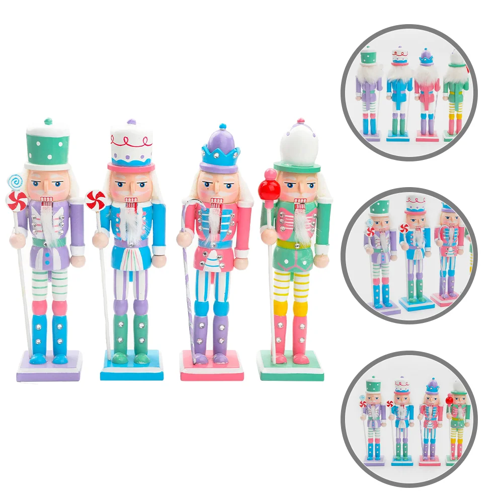 

4pcs Christmas Nutcrackers Figures Wooden Nutcrackers Soldier Nutcracker Decorations Desktop Decor