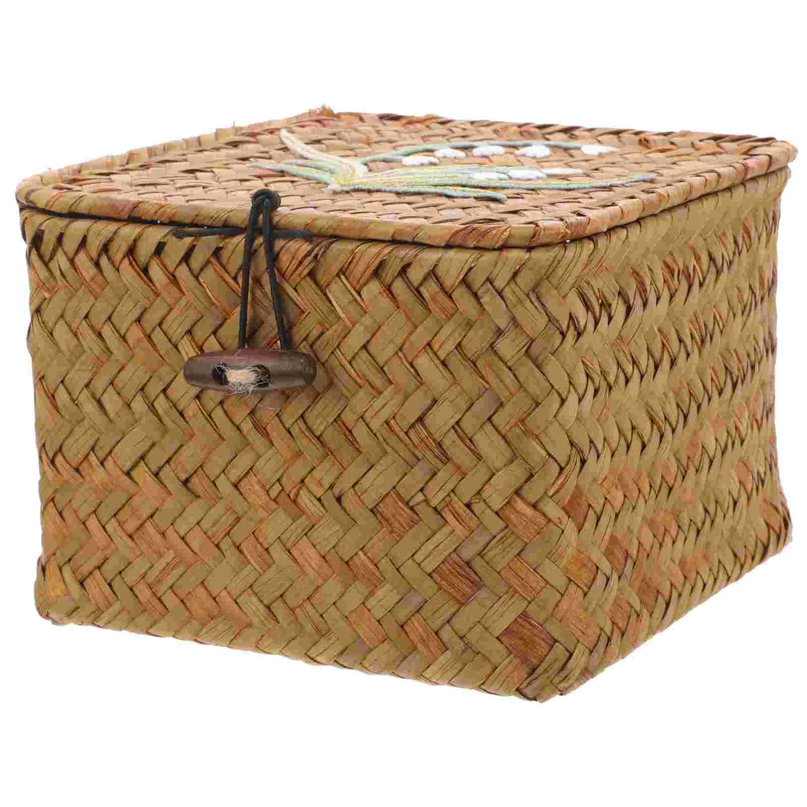 

Wicker Organizer Woven Storage Basket Cumpleaños Para Vintage Sundries Straw Baskets Wardrobe
