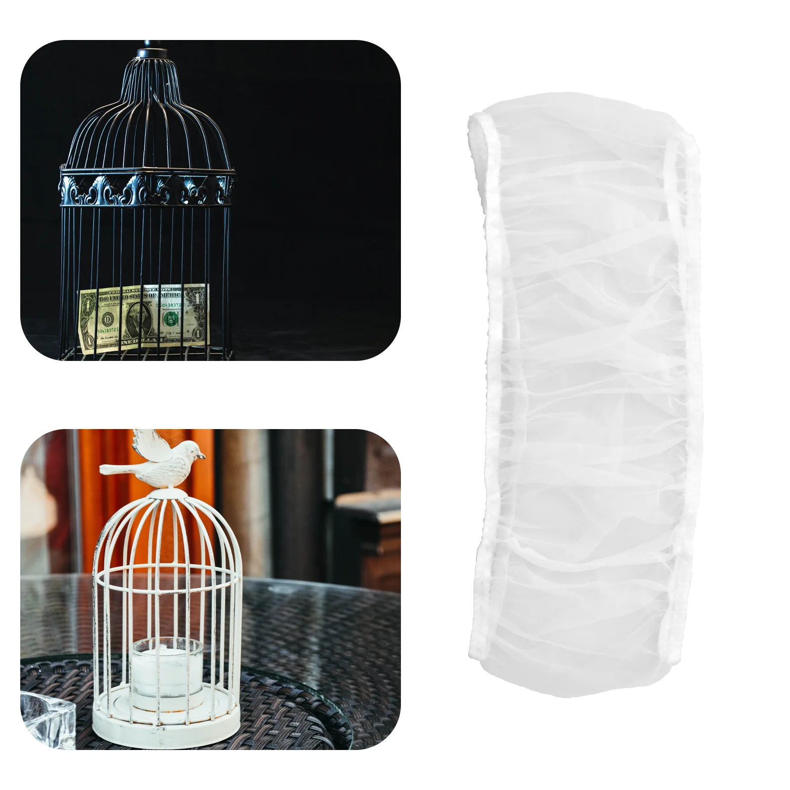 

Bird Cage Cover Catcher Net Mesh Guard Birdcage Skirt Adjustable Nylon Liner Covers Accessories Parrot Enclosures Sheer