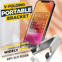 Universal Mini Size Aluminum Portable Folding Desk Mount Holder Bracket Mobile Phone Cradle Foldable Stand for Cellphone iPad