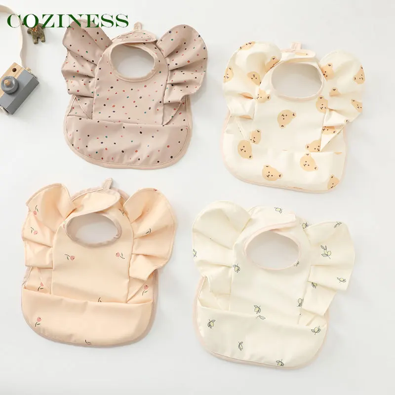 

Слюнявчик для новорожденных водонепроницаемый грязеотталкивающий простой в чистке слюнявчик из полиэстера милая сумка для еды с принтом с...