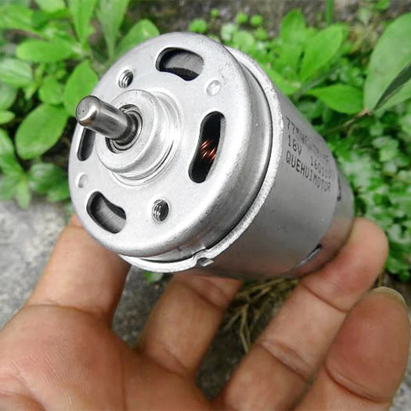 Микро-двигатель с угольной щеткой 775, 18 В постоянного тока, 19000 об/мин, высокоскоростной с охлаждающим вентилятором, отверстием для охлаждения, передний шарикоподшипник для электродрели