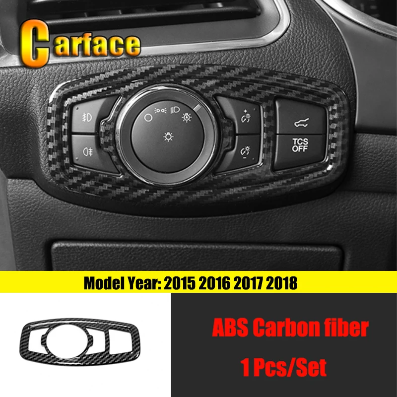 

ABS Carbon fiber Car Headlamps Adjustment Switch frame Cover Trim Sticker Car styling For Ford Edge 2015 2016 2017 2018