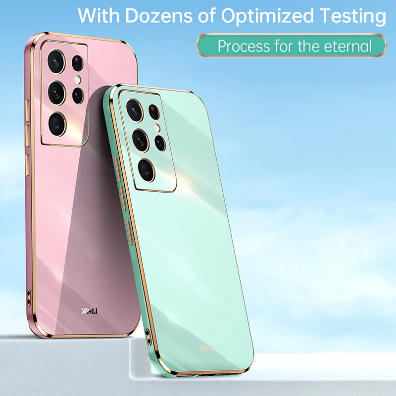 

Luxury 6D Plating Silicone Shockproof Bumper Phone Cases For Samsung S22 Ultra S21 Plus s21 FE Case For Galaxy S21 S22 S20 FE