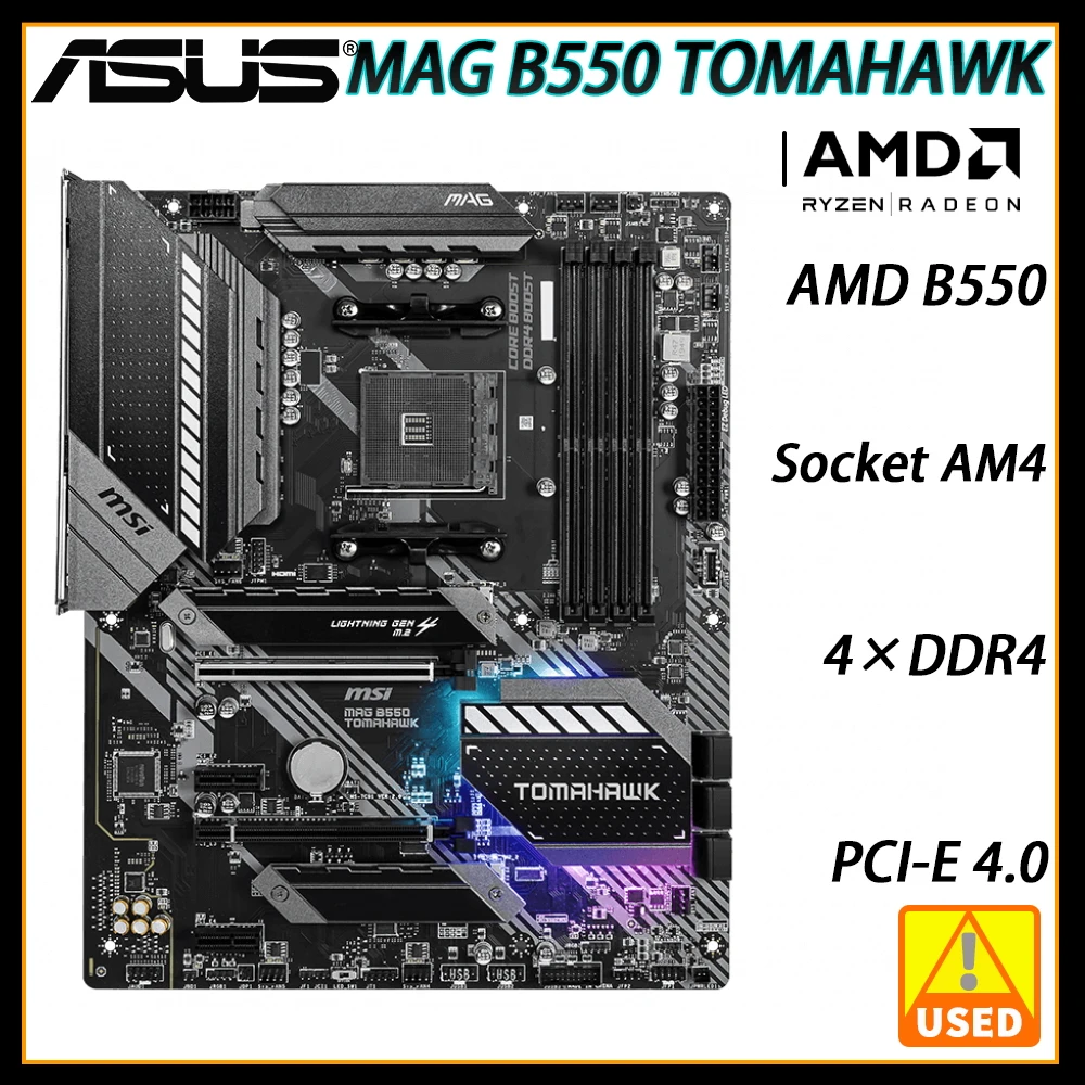 Placa base MSI MAG B550 TOMAHAWK AM4 DDR4 128GB AMD B550 M.2 SATA 3 USB3.2 PCI-E 4,0 RYZEN 7 PRO 3700 CPU